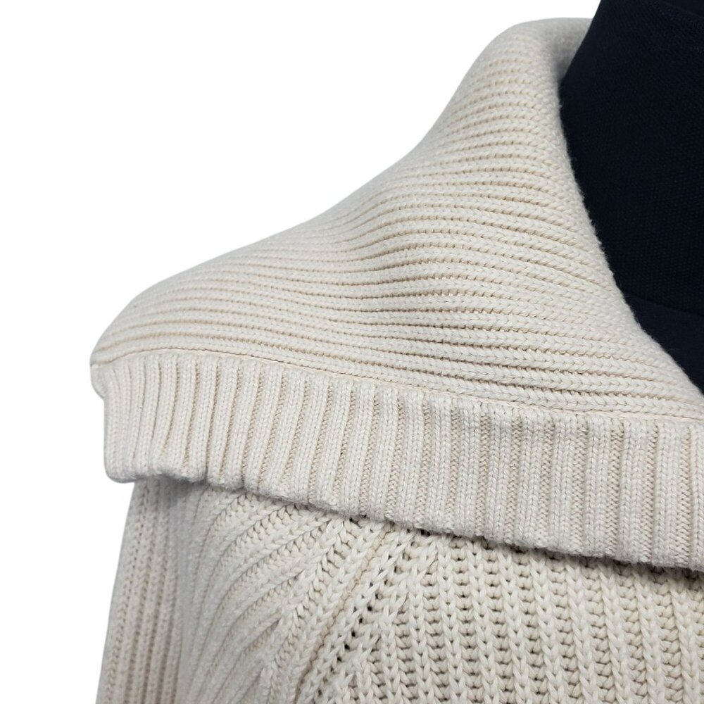 G. Label by Goop GWYN Cream Bella Button Bomber Cardigan Sweater Minimalist - Picture 12 of 16